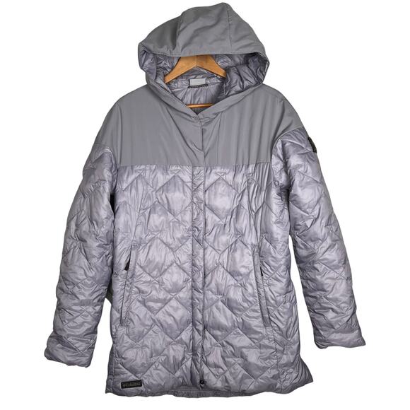 Columbia Womens Hawks Prairie Hybrid Hooded Puffer Jacket Gray Large - Picture 1 of 8
